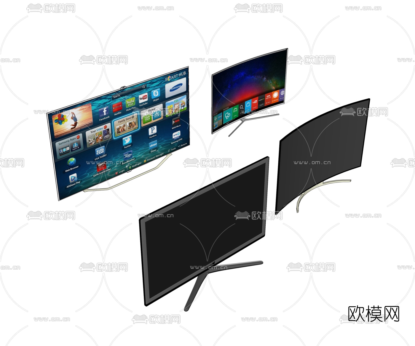 现代液晶电视机su模型
