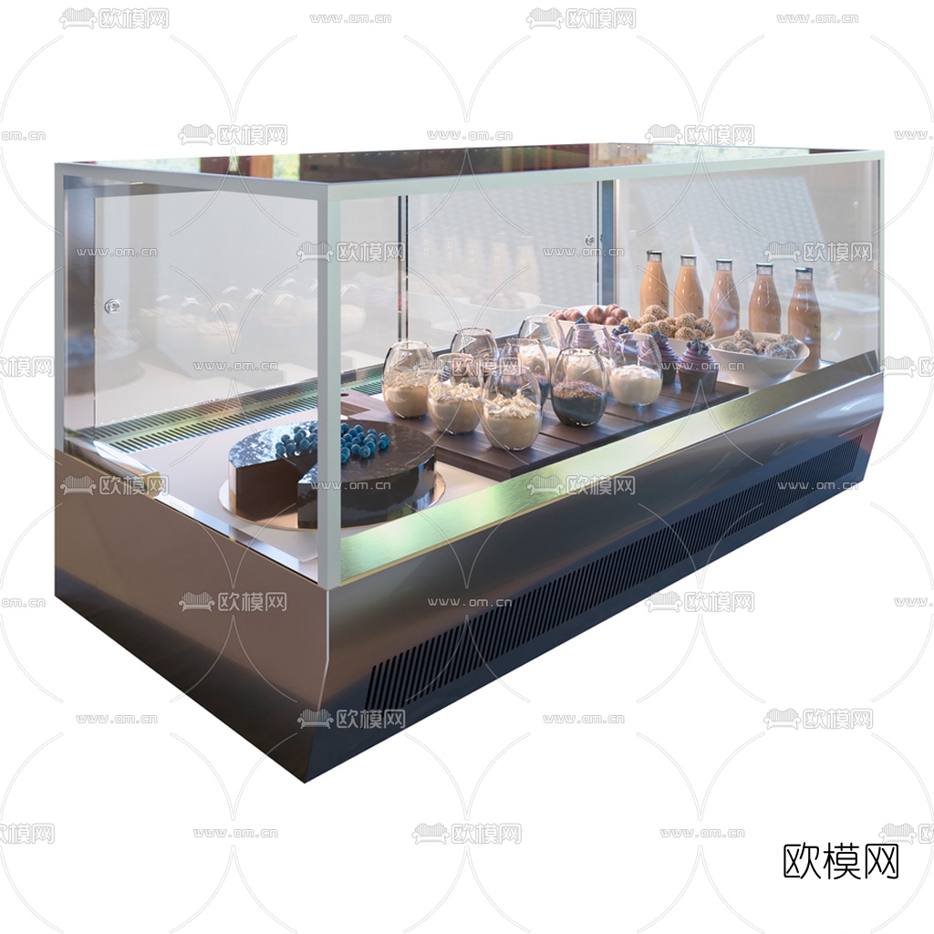 现代蛋糕糕点展柜货柜3d模型下载（渲染图2）