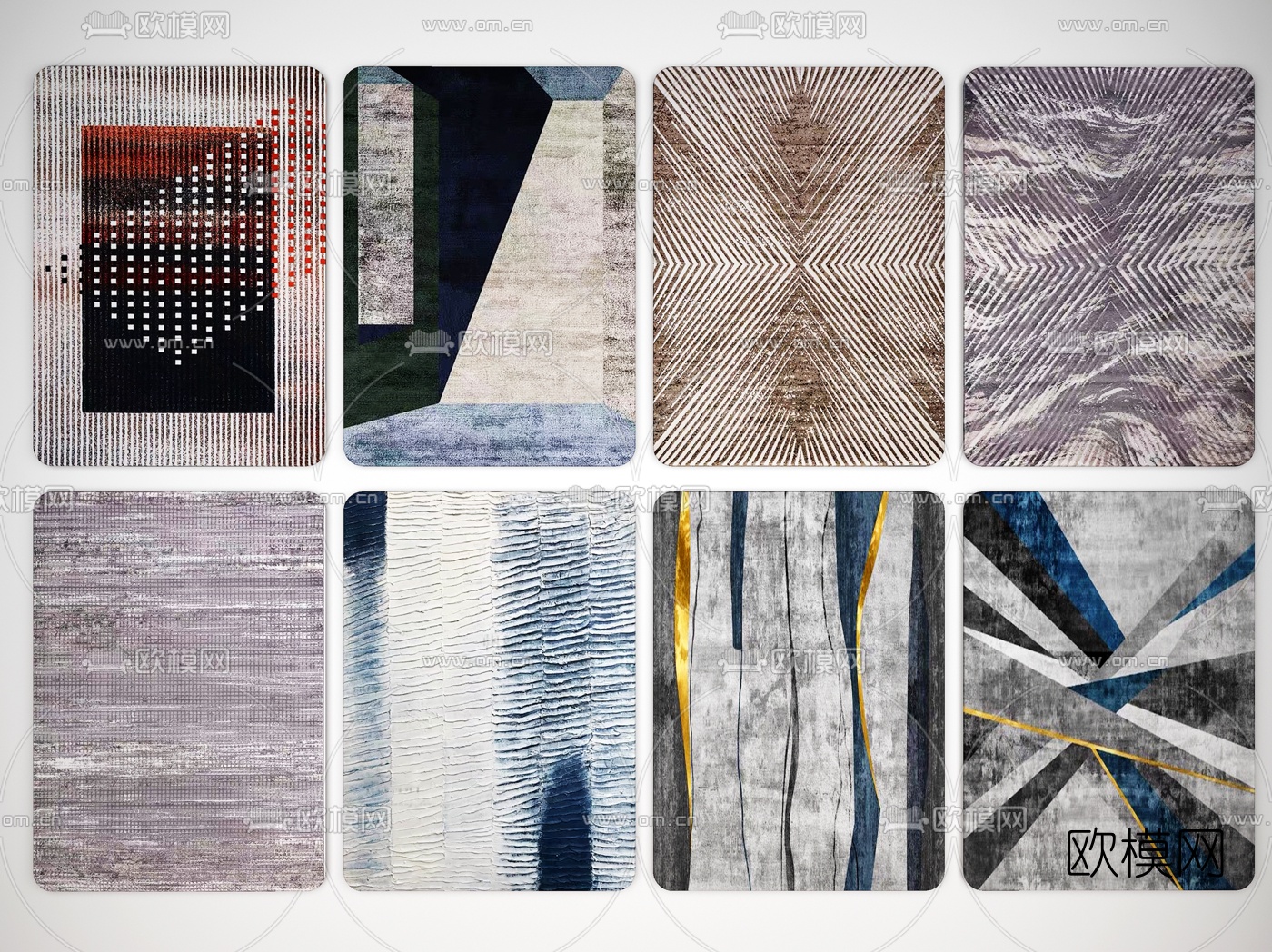 现代简约几何地毯3d模型下载