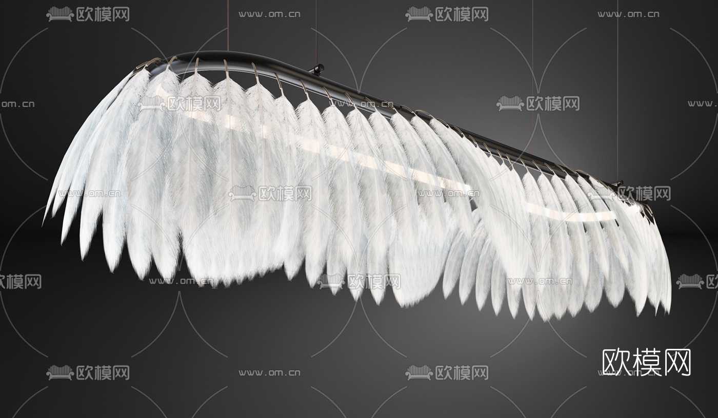现代羽毛吊灯3d模型