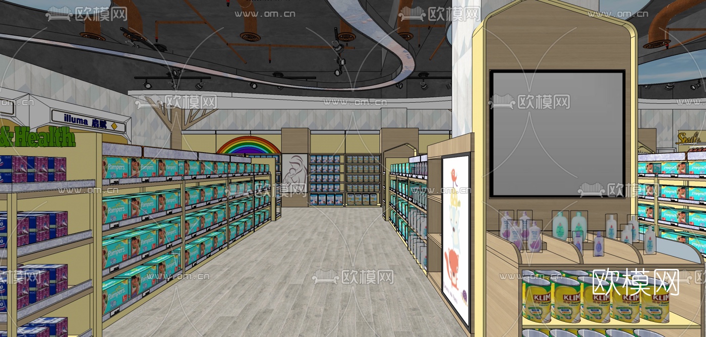 现代超市母婴区su模型下载（渲染图5）