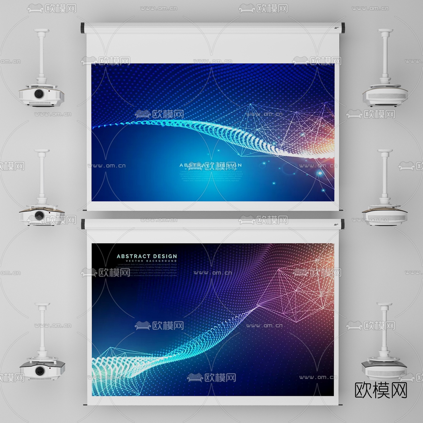 现代投影仪投影布3d模型