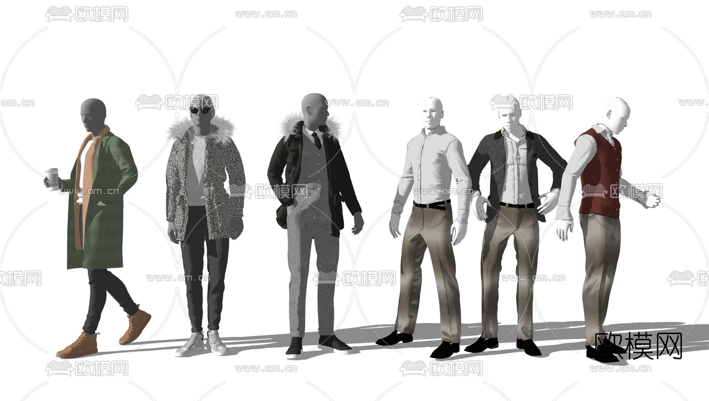 现代服装店模特su模型下载