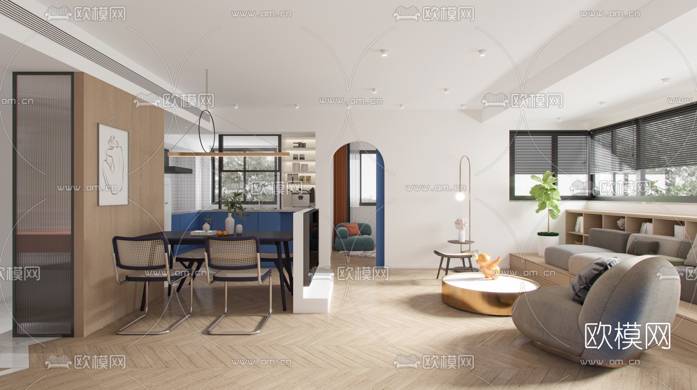 北欧公寓客厅餐厅3d模型