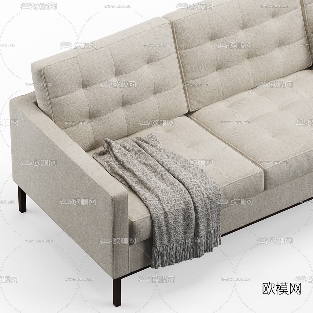 现代布艺三人沙发3d模型