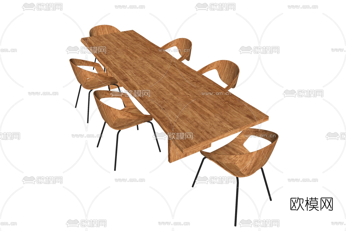 现代条形餐桌椅免费su模型下载