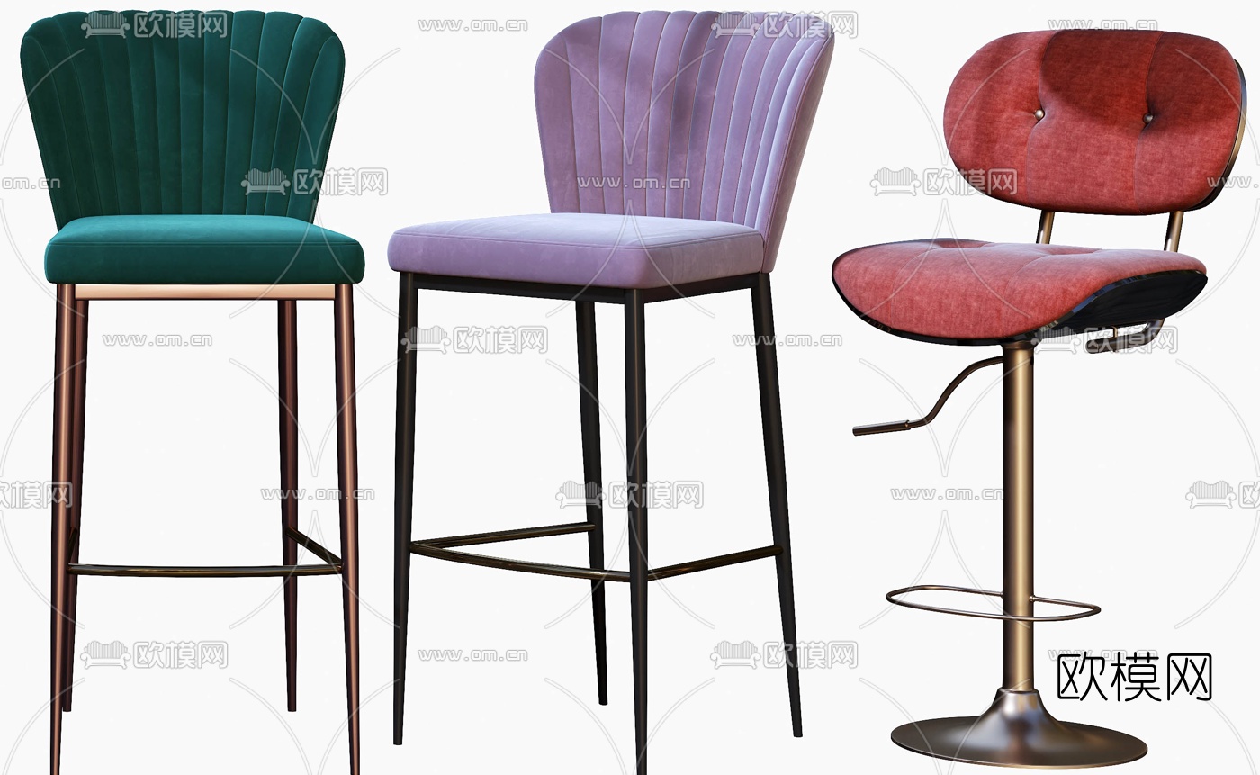 现代简约吧台椅3d模型下载（渲染图4）
