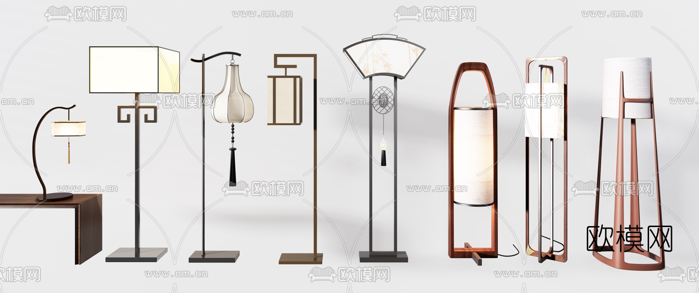 新中式落地灯3d模型下载