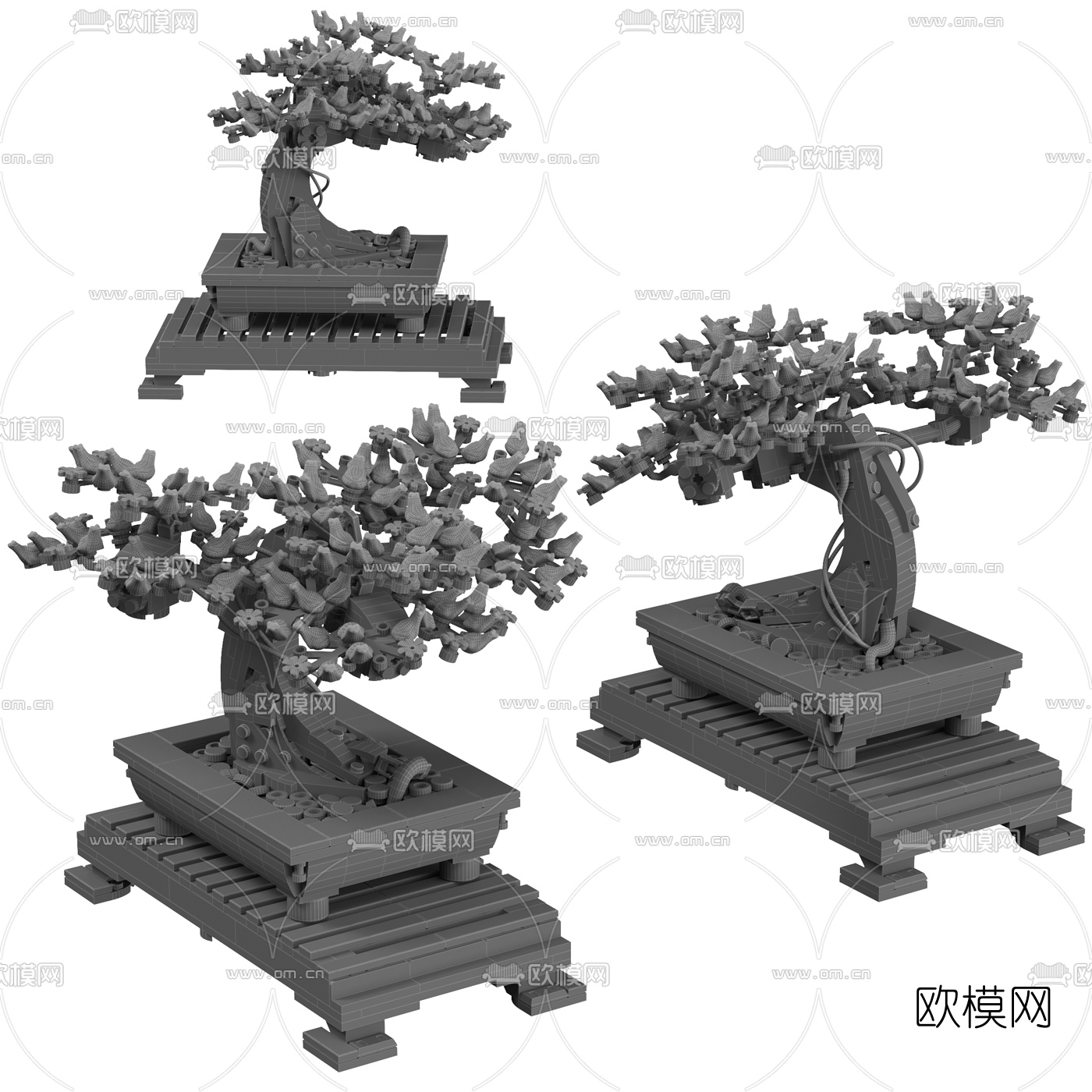 现代盆栽玩具3d模型