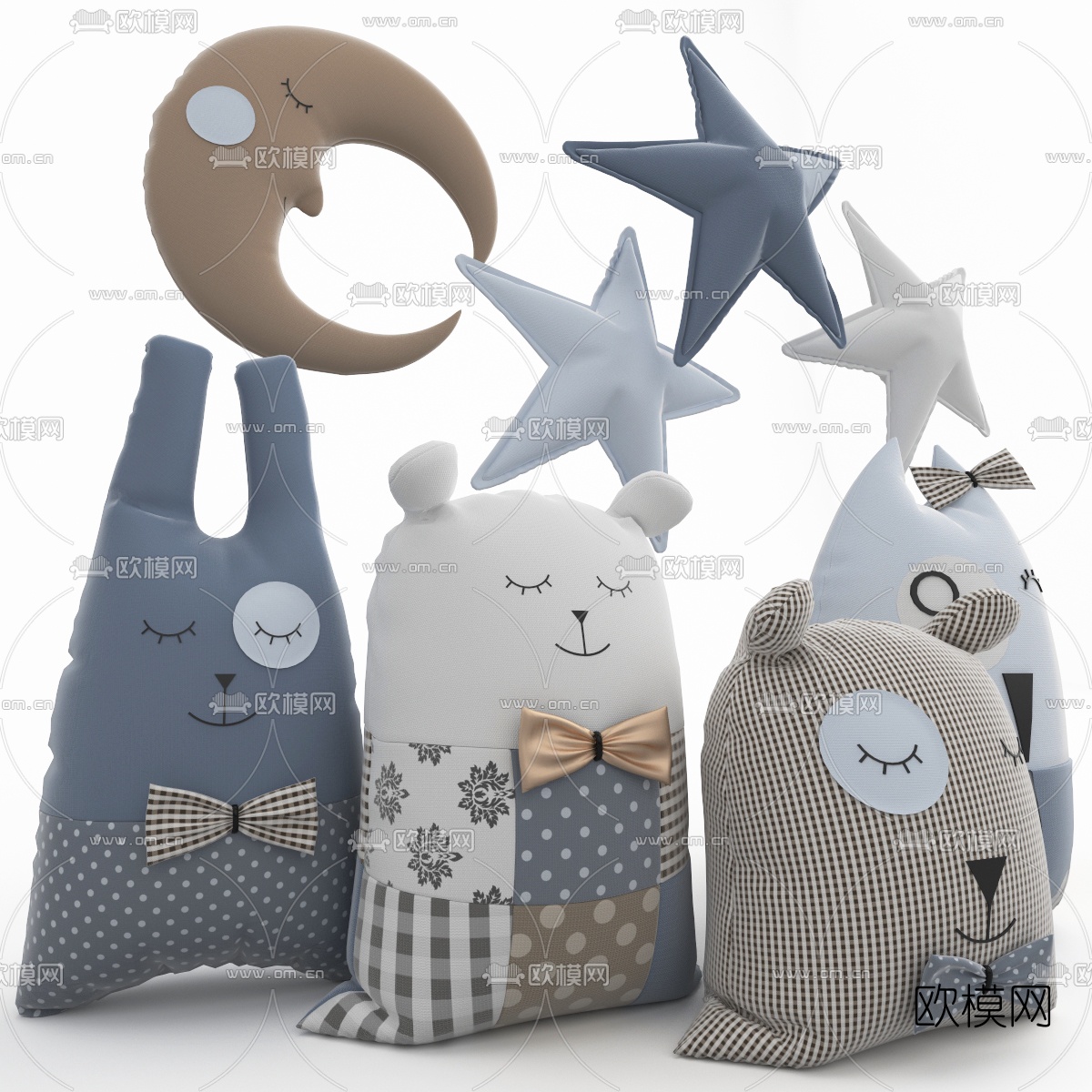 现代布艺儿童抱枕3d模型下载（渲染图2）