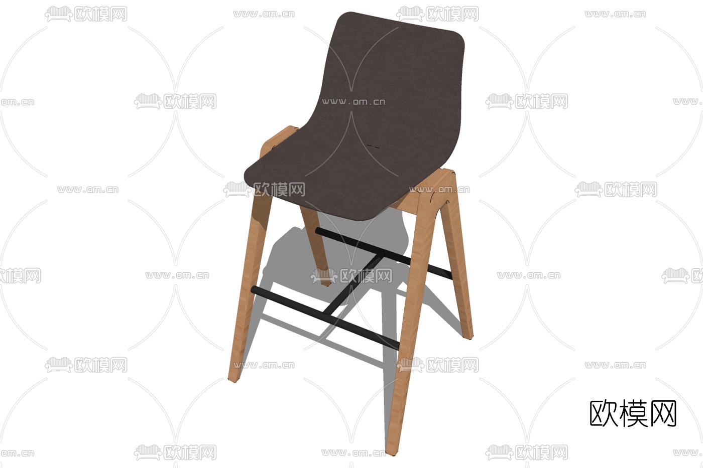 北欧原木单椅免费su模型下载