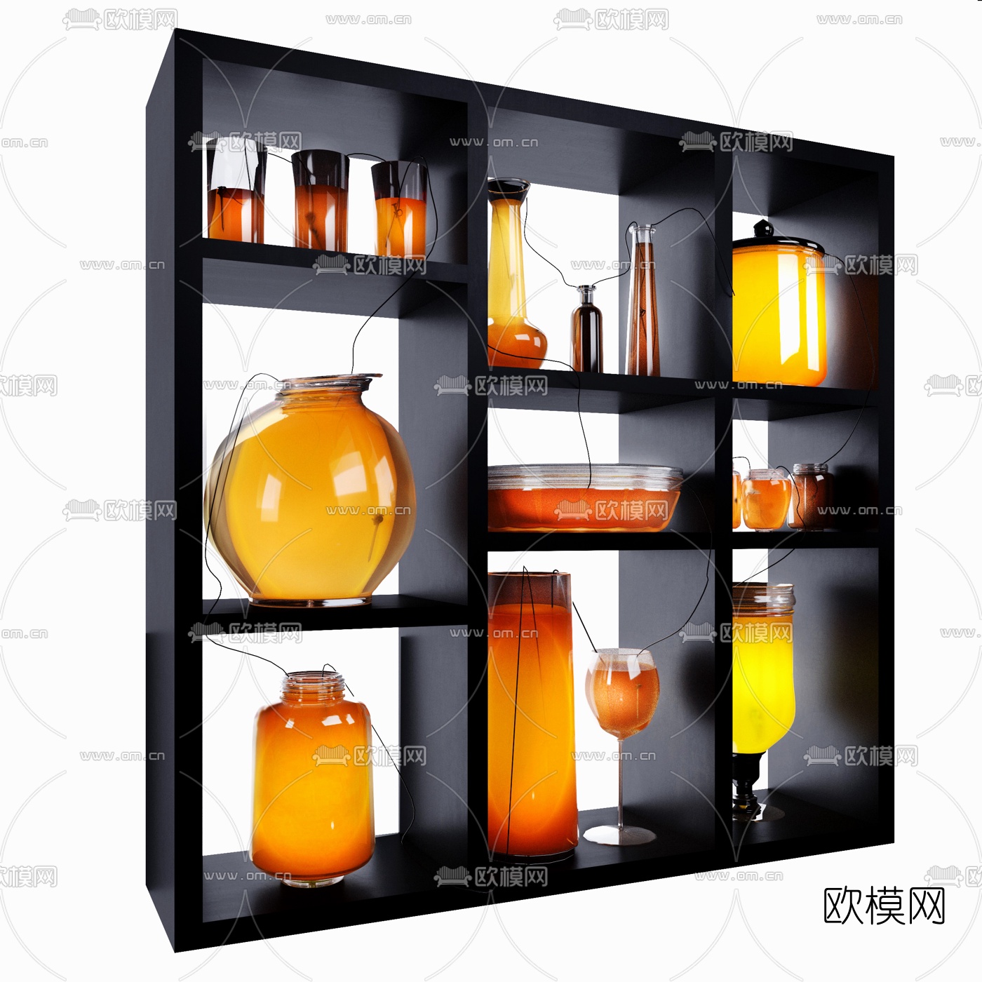 现代饮料酒瓶摆件3d模型下载（渲染图1）