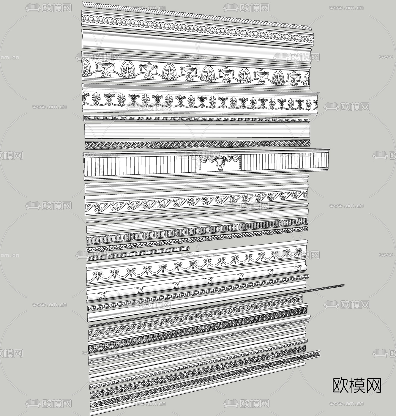 欧式石膏线条su模型下载