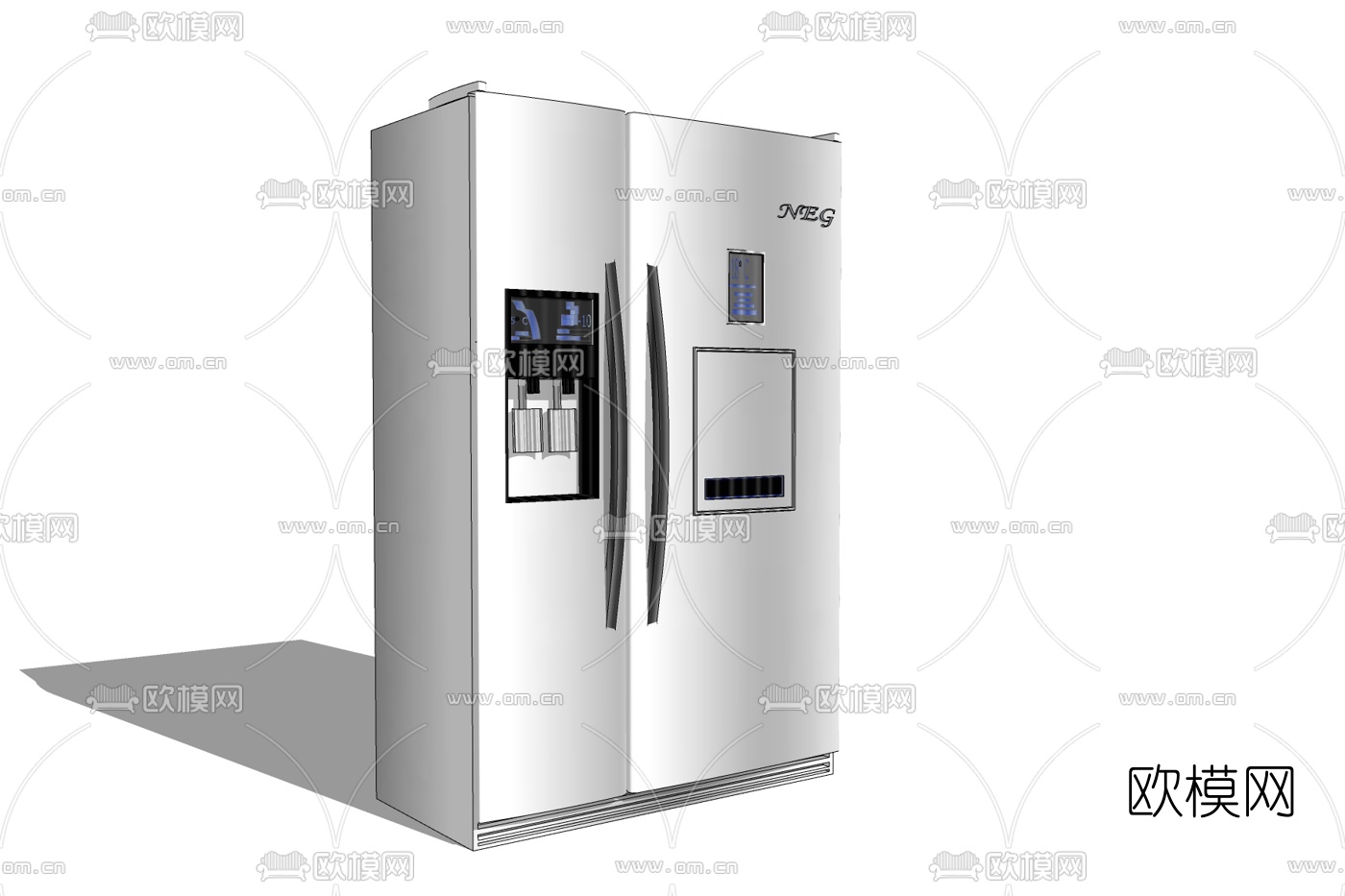 现代双开门冰箱免费su模型下载