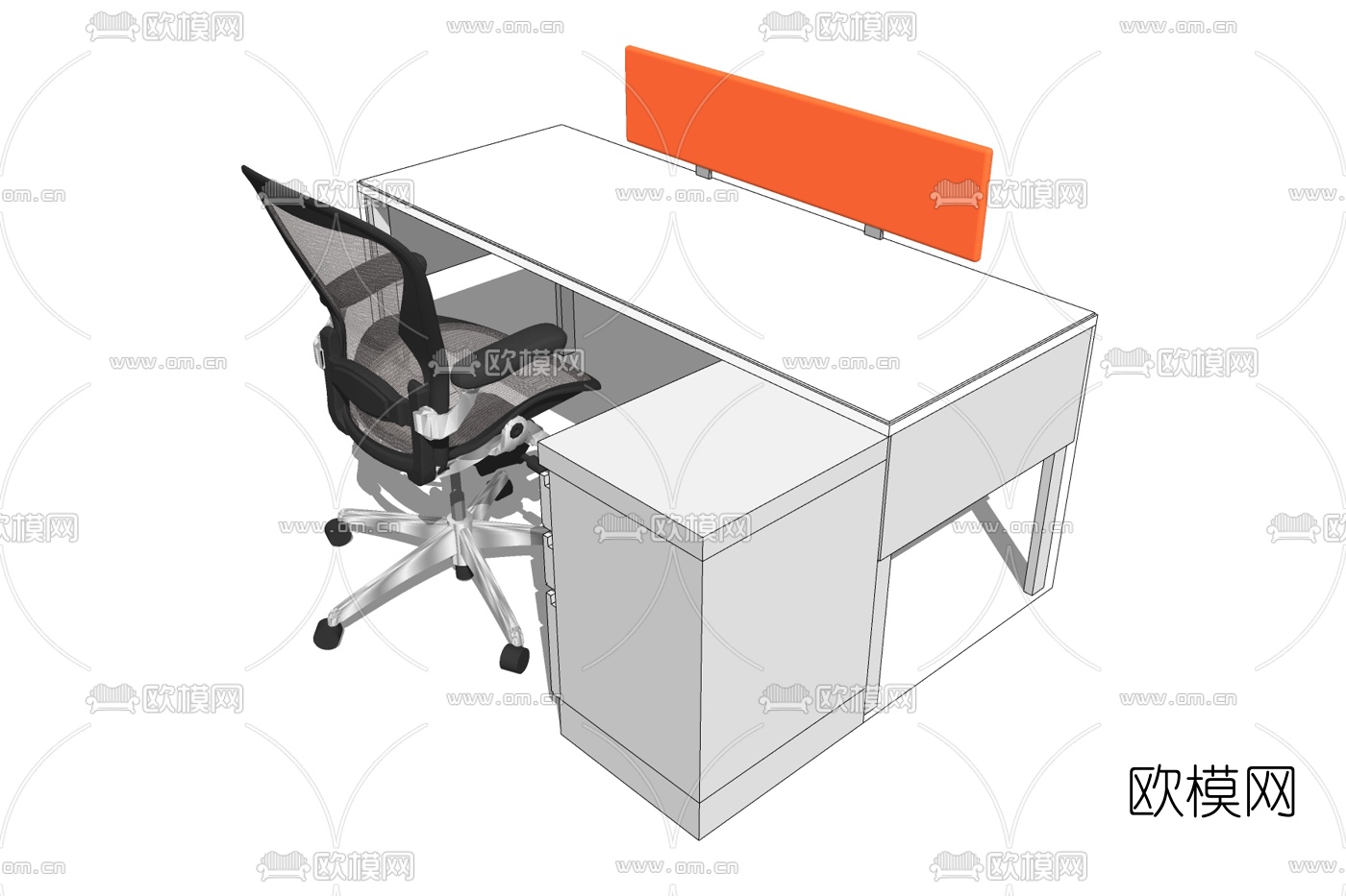 现代卡座办公桌免费su模型下载