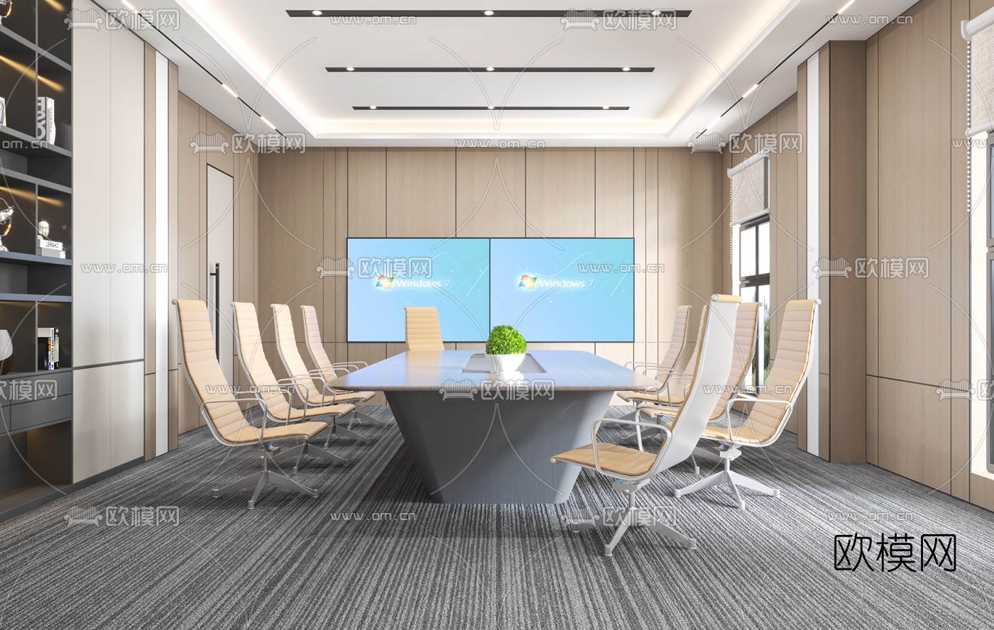 现代会议室3d模型下载（渲染图2）