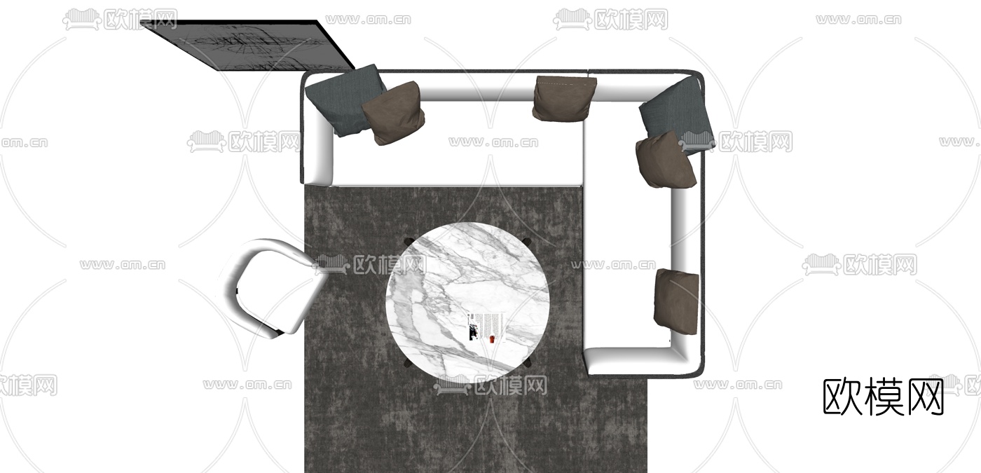 现代布艺多人沙发su模型下载（渲染图2）