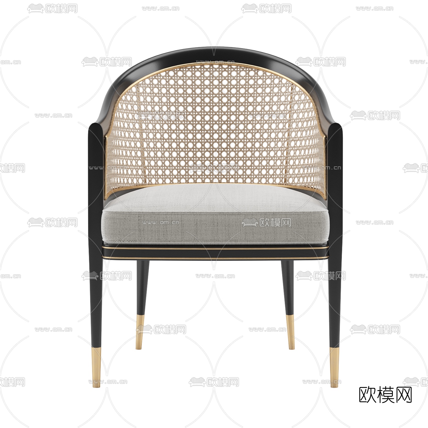 新中式藤编单椅3d模型