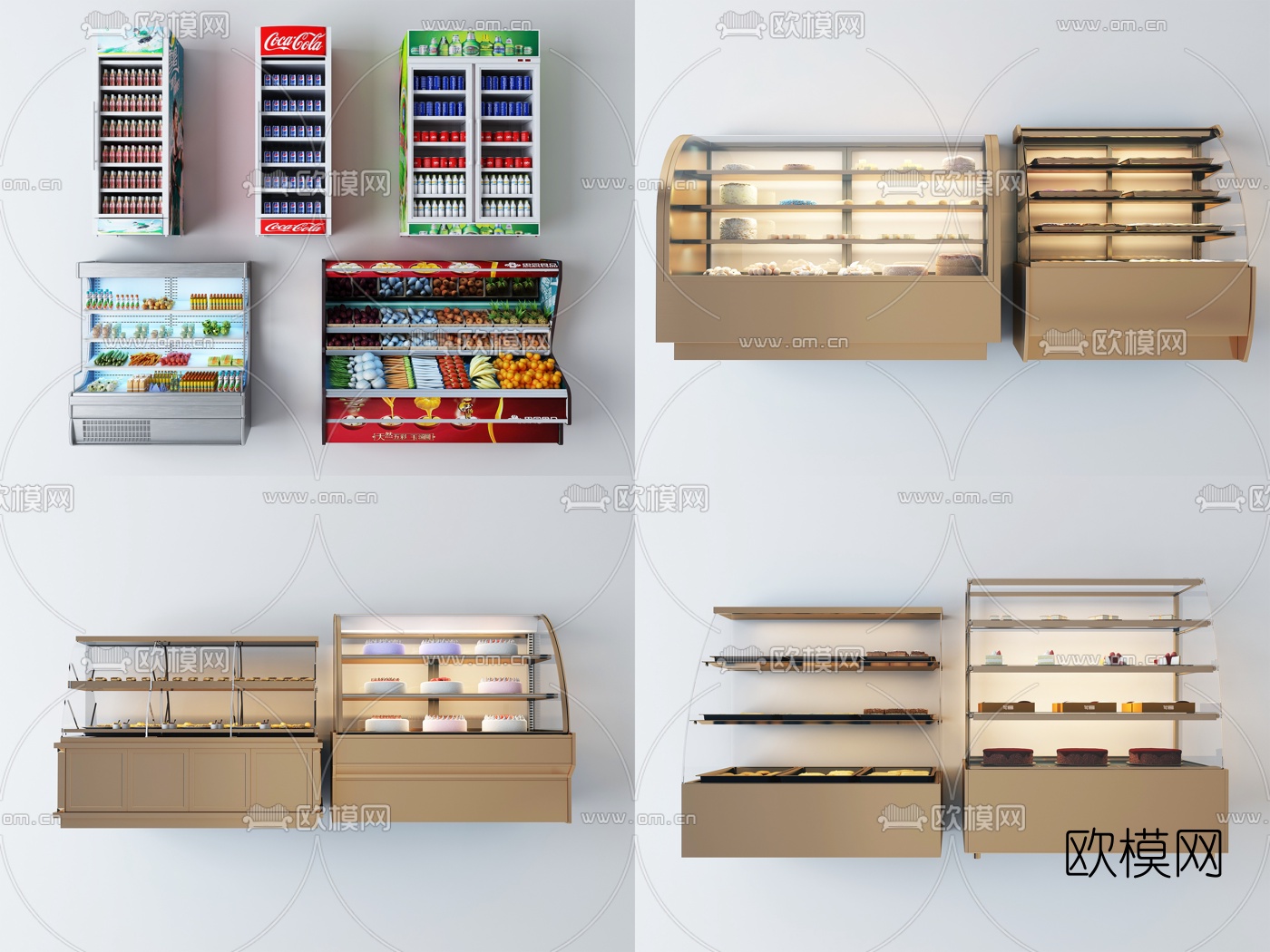 现代超市冰柜饮料柜商展柜架3d模型