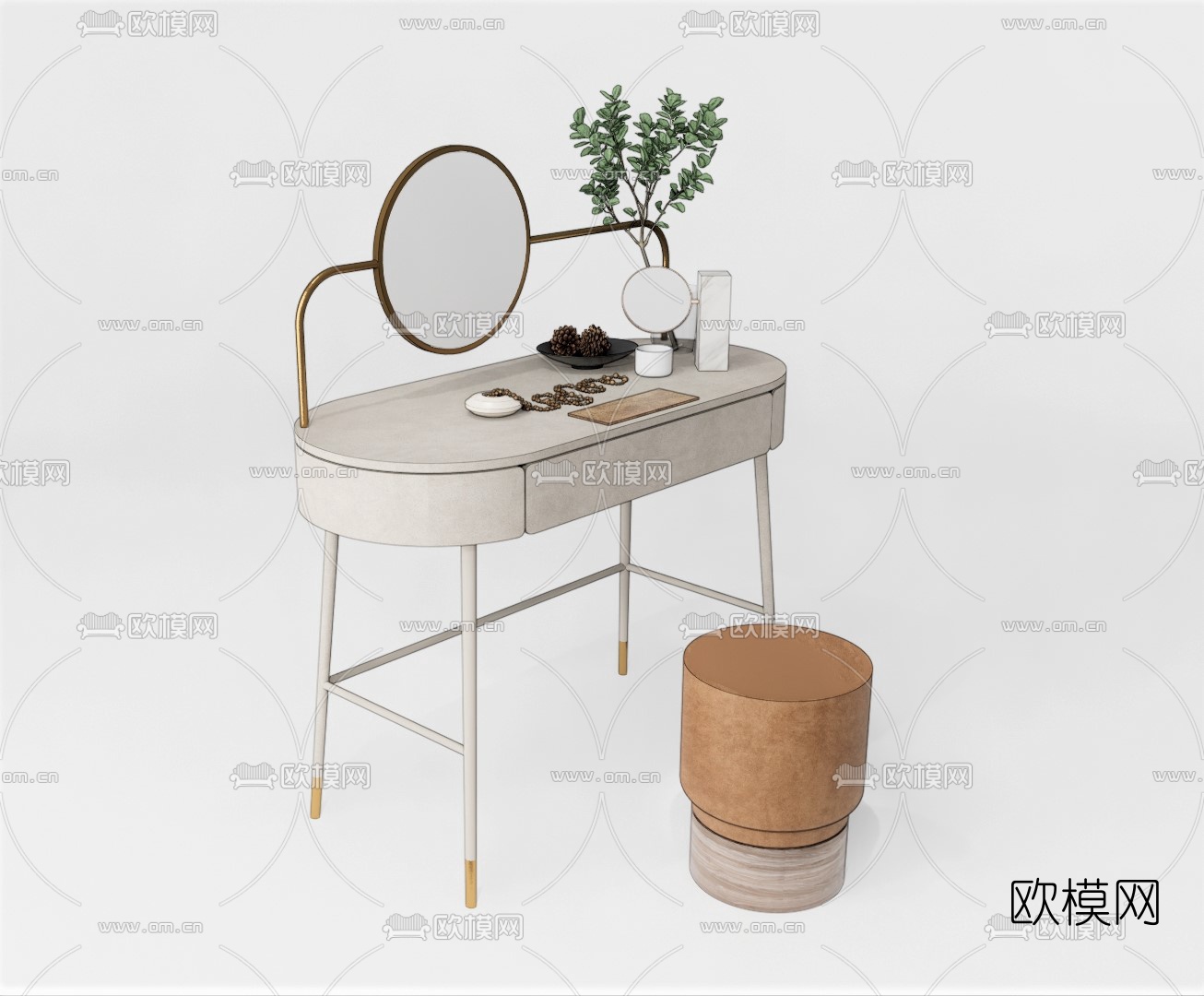 现代时尚梳妆台su模型下载（渲染图1）