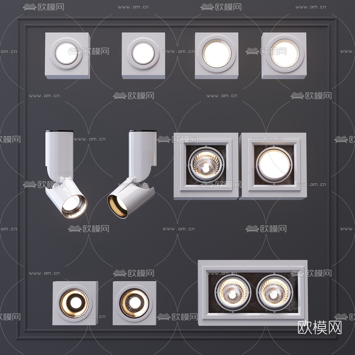 现代筒灯射灯3d模型