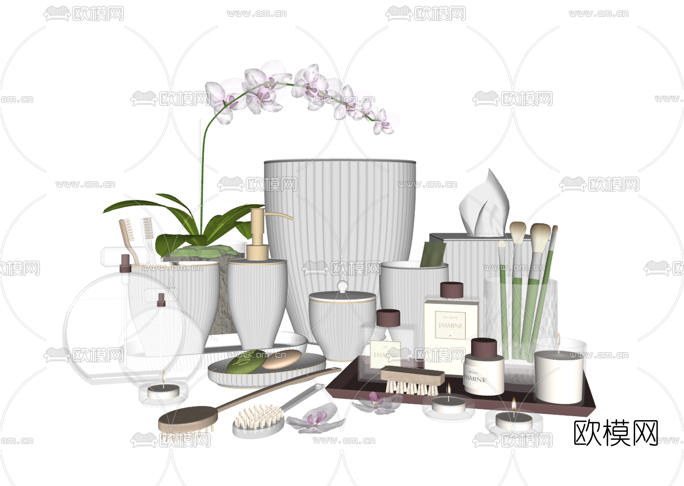 现代牙刷香水摆件su模型下载（渲染图2）