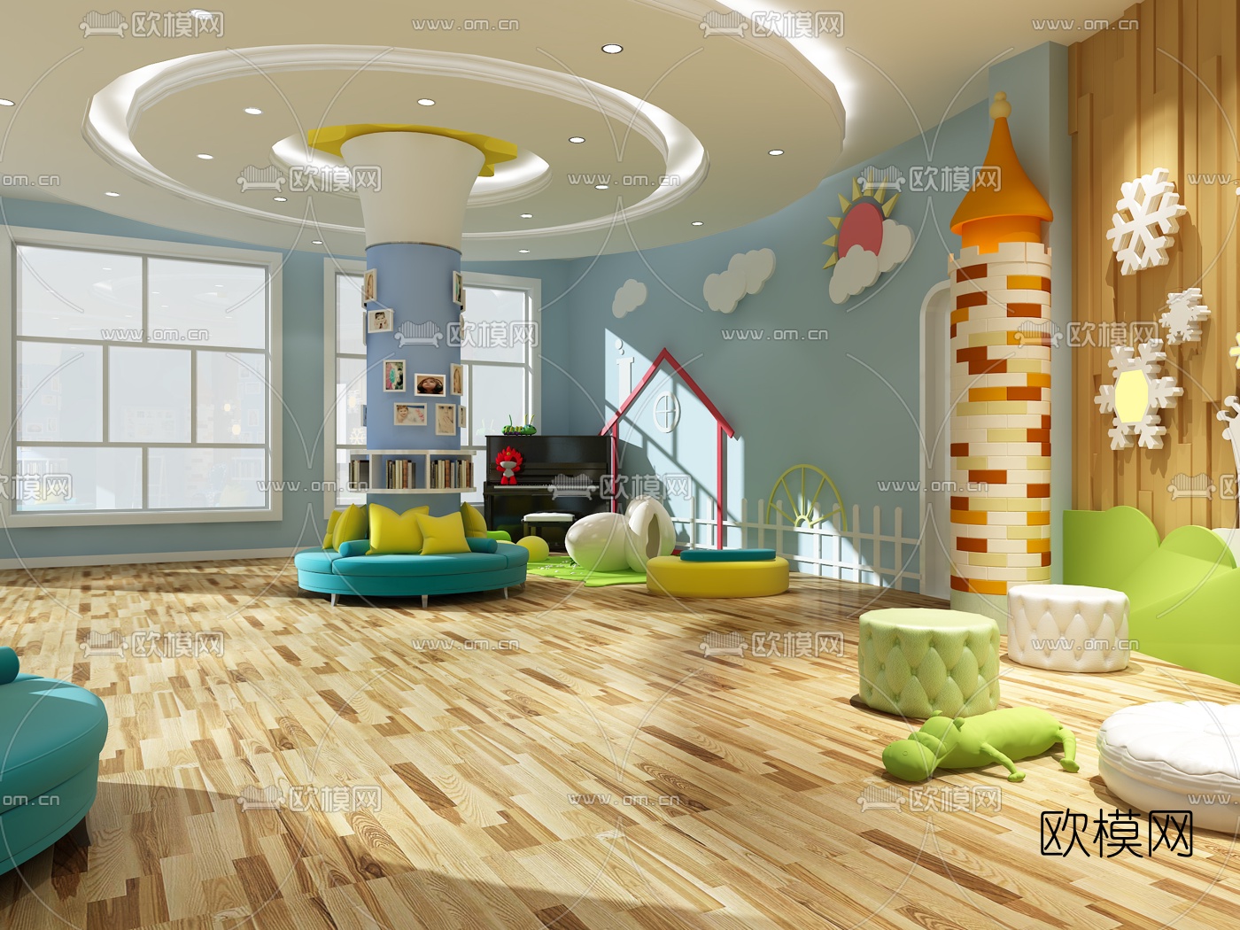 现代幼儿园3d模型