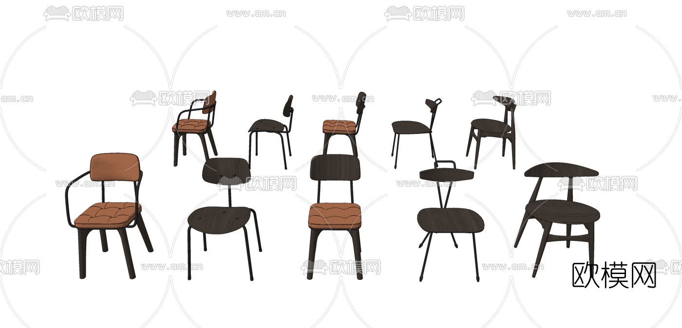 工业风靠背单椅su模型下载