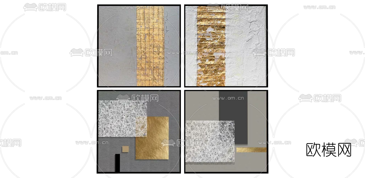 现代金属墙饰su模型下载