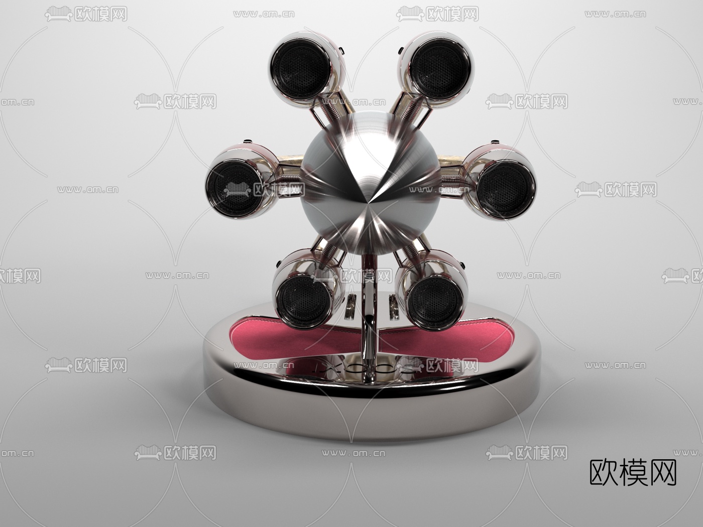 现代金属创意子弹头小音响3d模型下载（渲染图3）