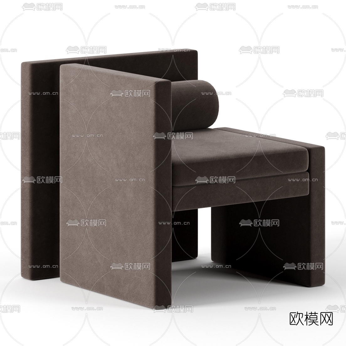 现代布艺休闲沙发椅3d模型下载（渲染图2）