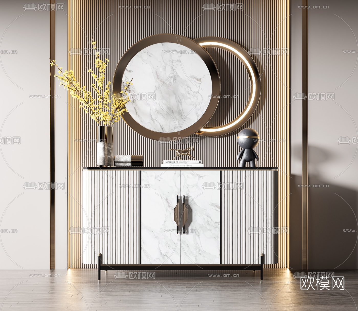 现代边柜玄关柜3d模型