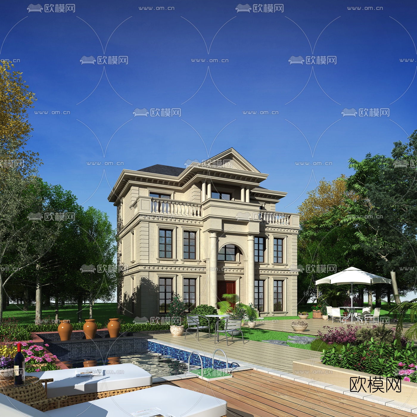 法式别墅3d模型下载