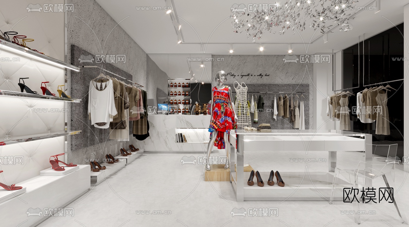 现代女士服装店3d模型-免费3dmax模型库-欧模网