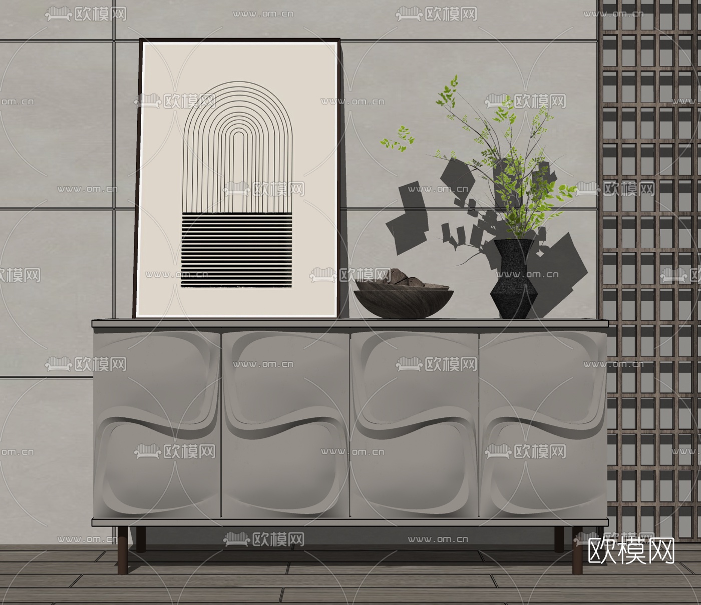 现代玄关柜su模型