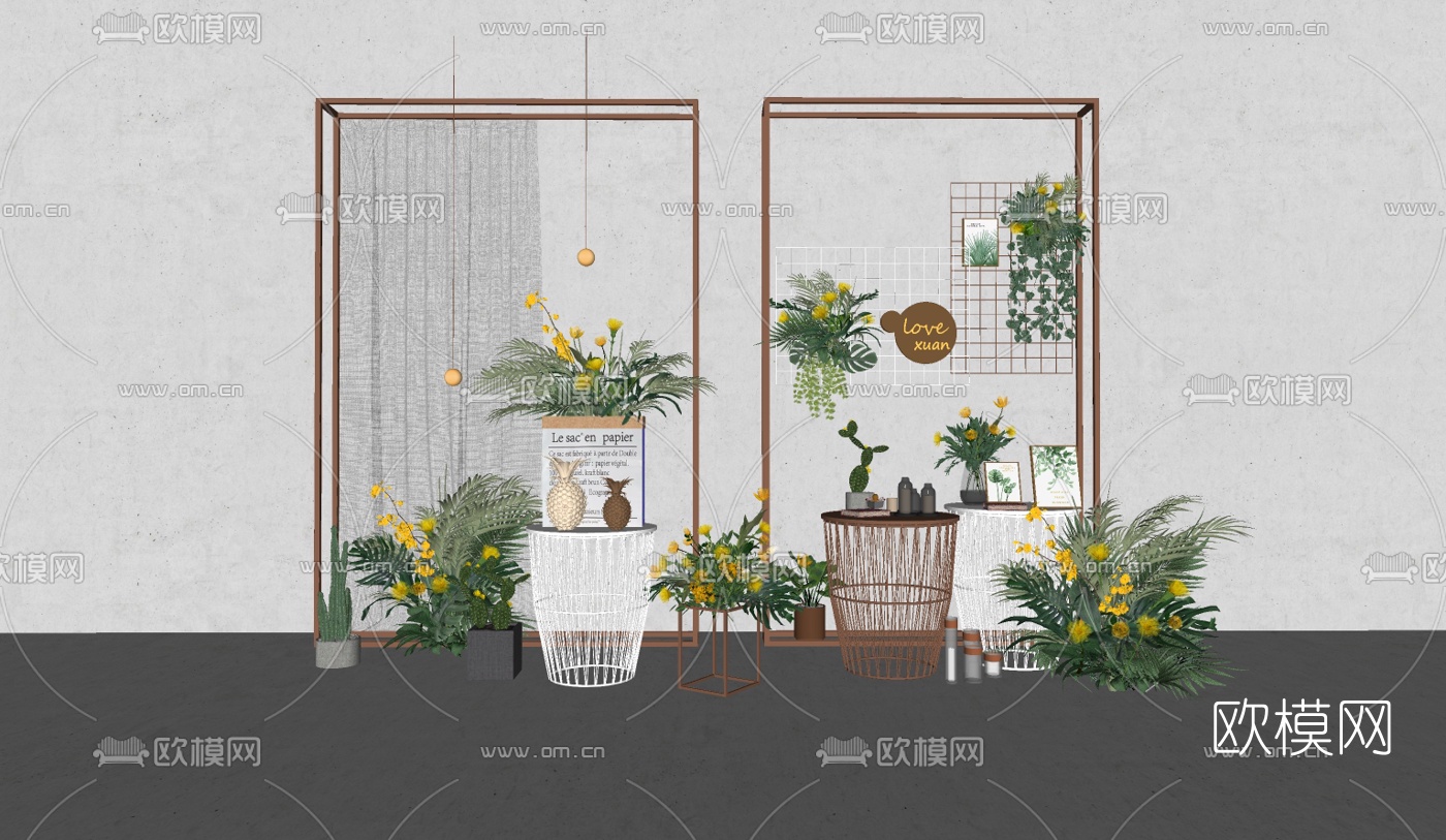 现代婚礼美陈合影区su模型下载