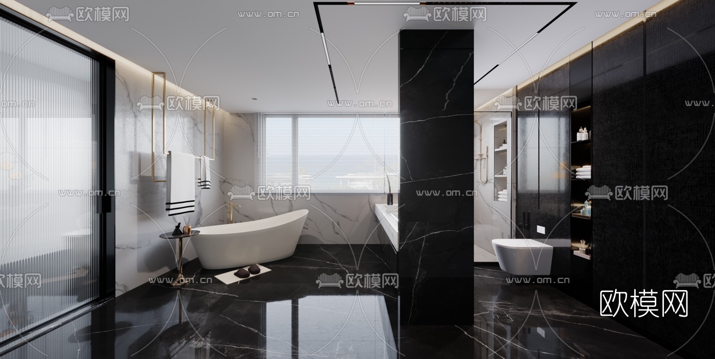 现代卫生间浴室3d模型下载（渲染图3）