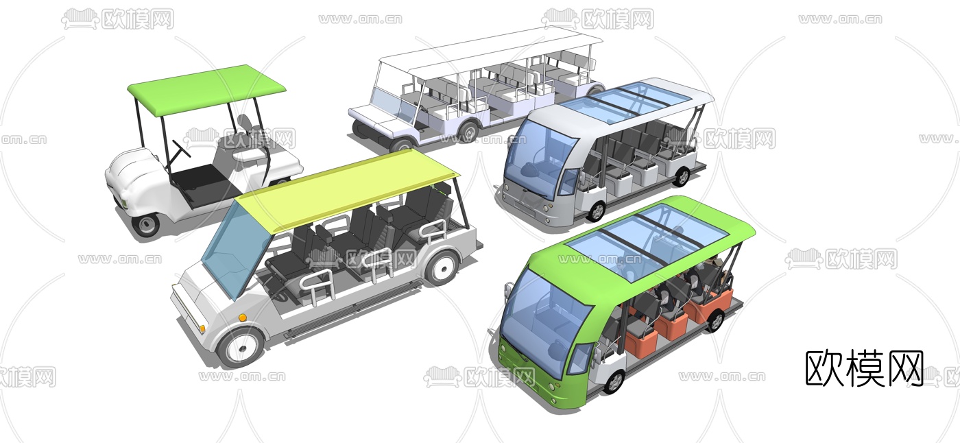 现代观光车高尔夫车su模型