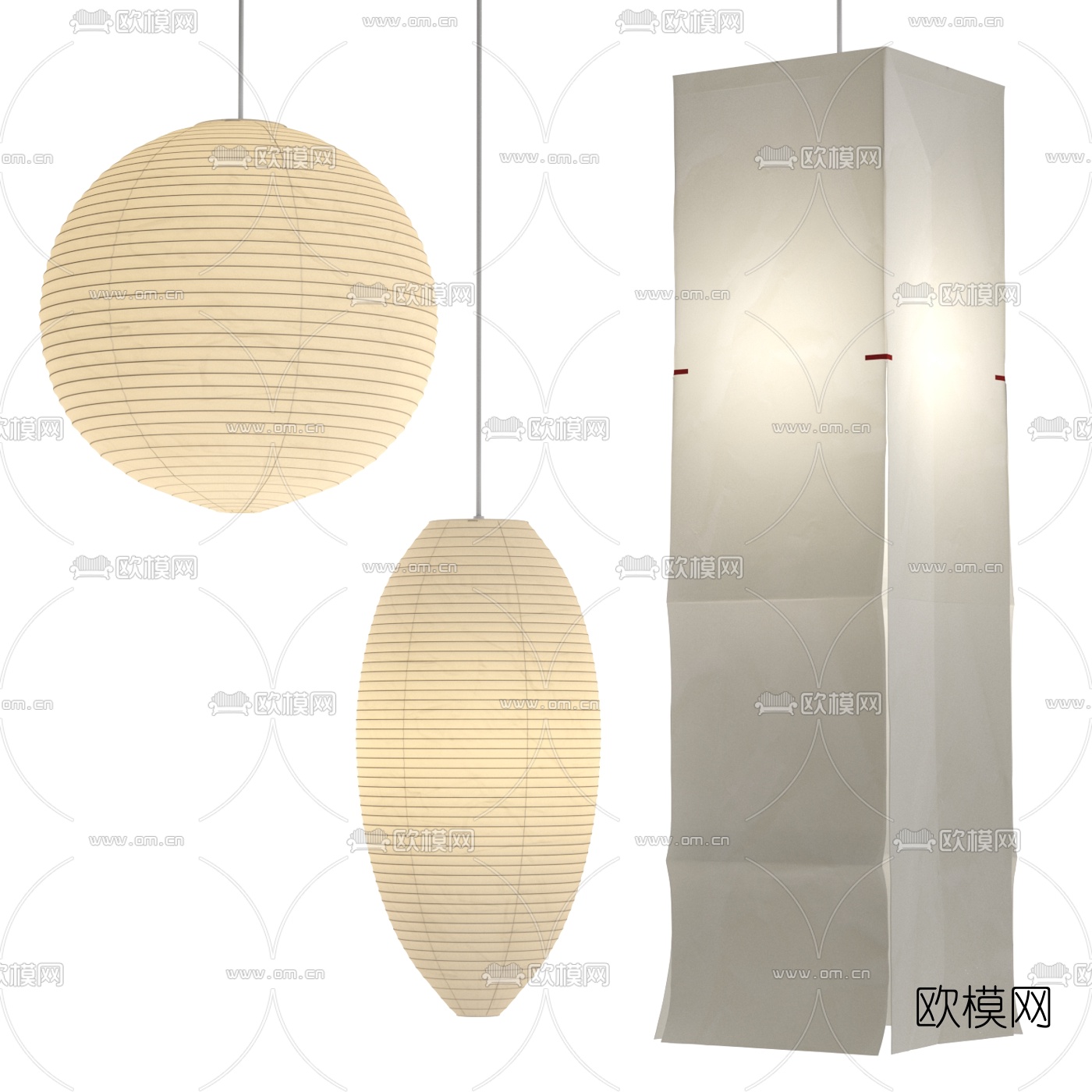 新中式灯笼吊灯3d模型