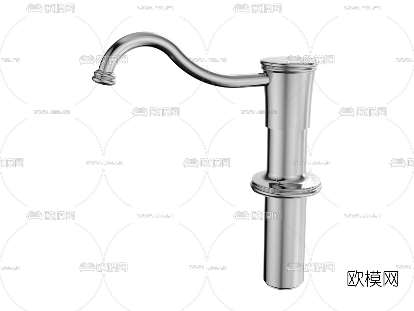 现代不锈钢水龙头3d模型下载（渲染图3）