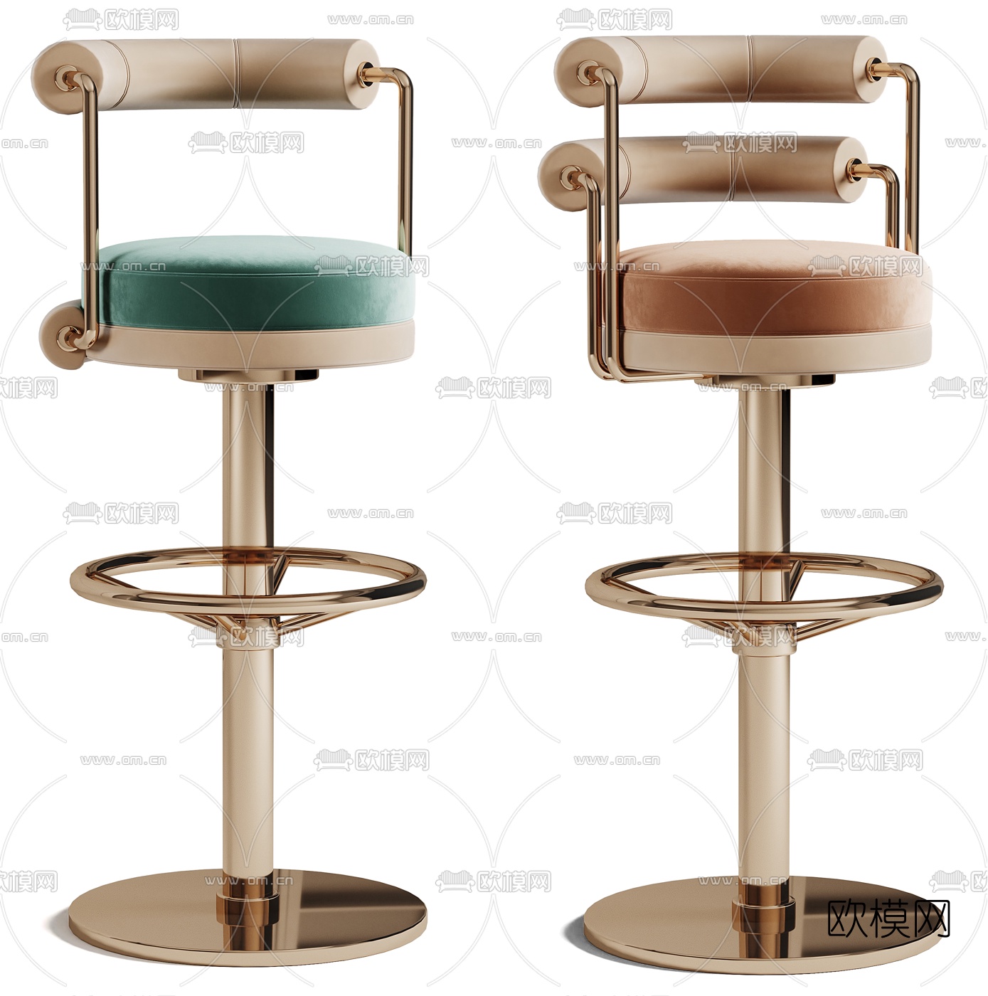现代轻奢吧台椅3d模型下载（渲染图1）