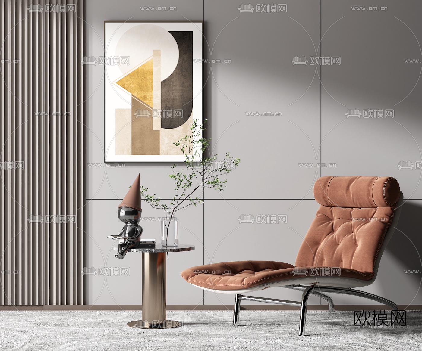 现代布艺躺椅3d模型下载