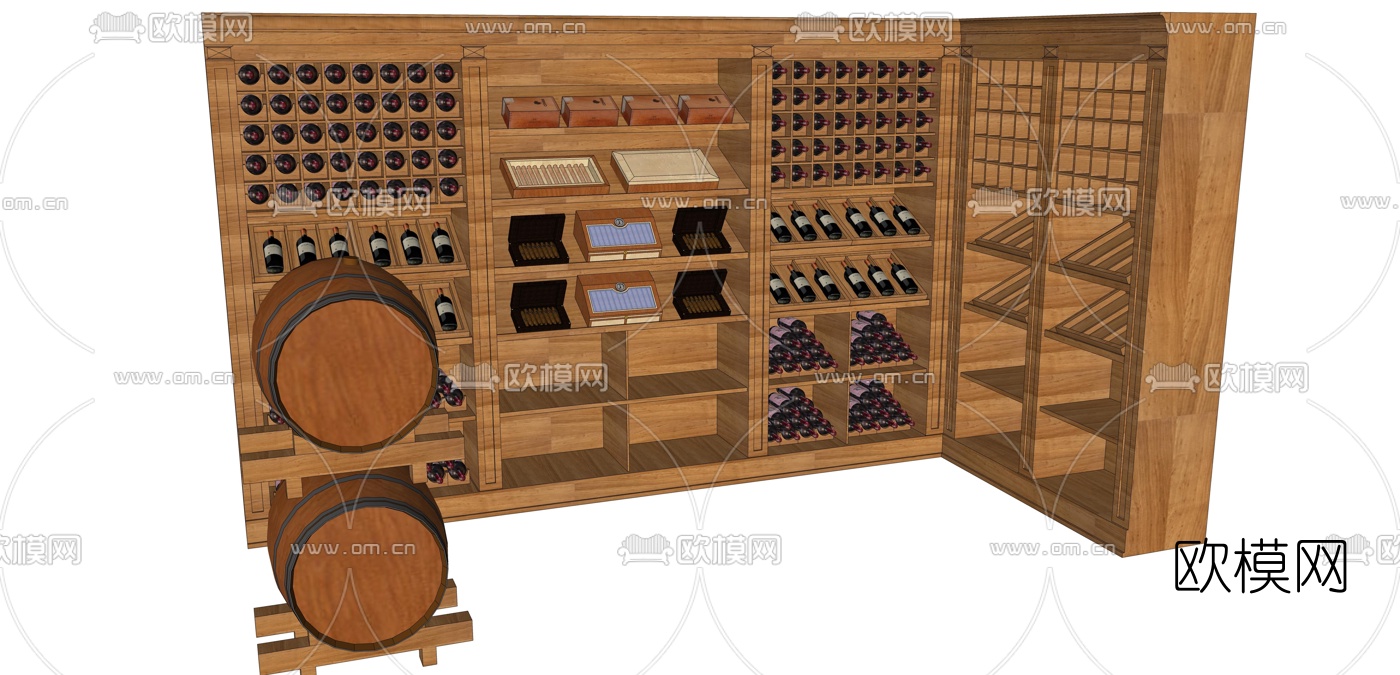 现代红酒柜雪茄展示柜su模型下载