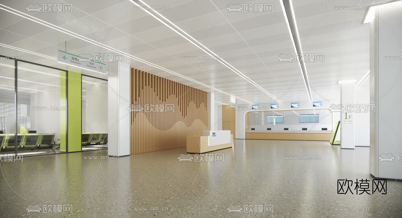 现代医院大厅su模型下载（渲染图1）