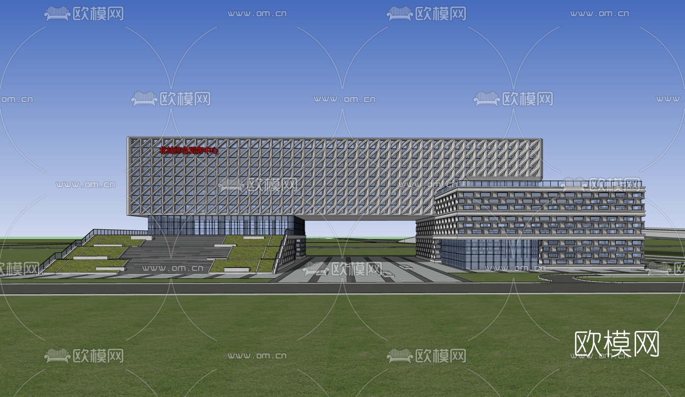 现代办公楼鸟瞰su模型