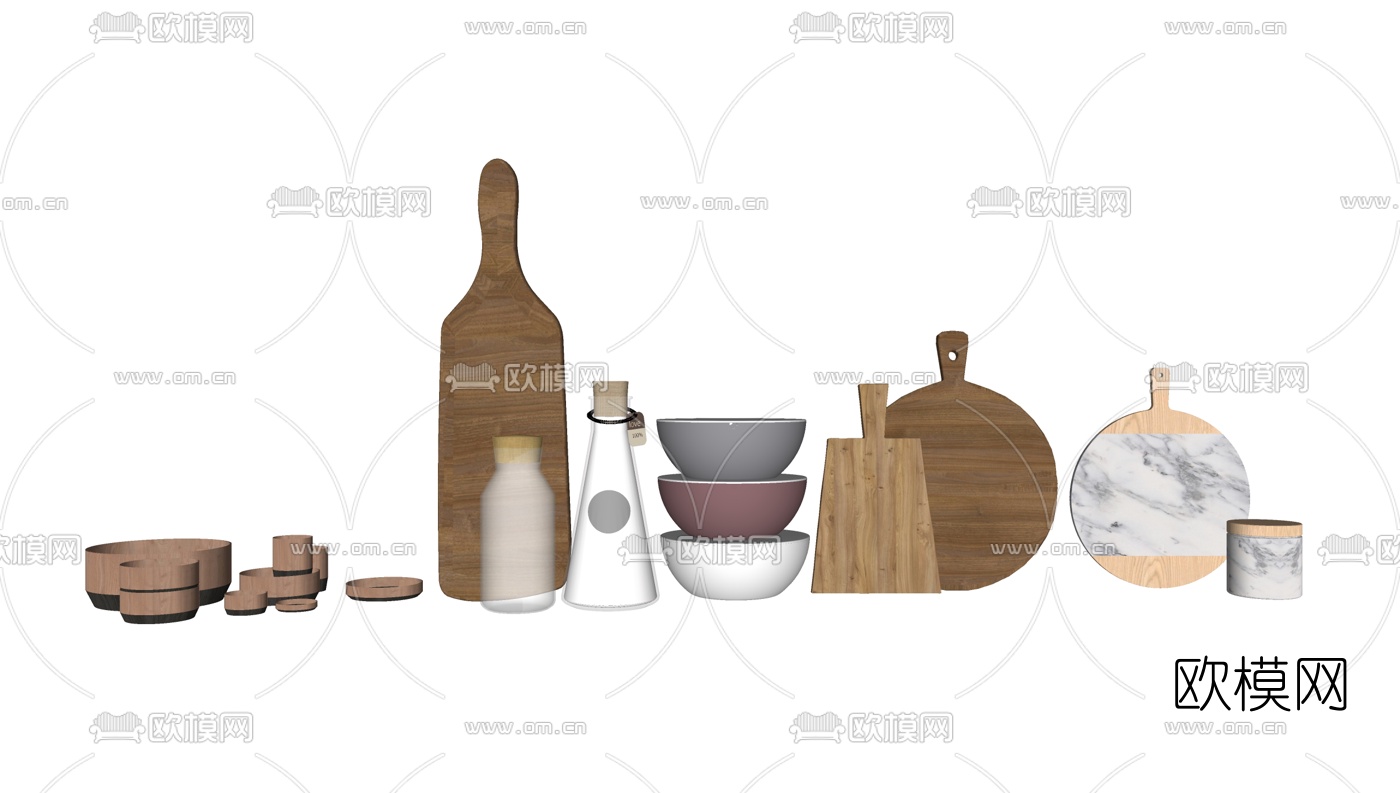 现代餐具厨具su模型下载