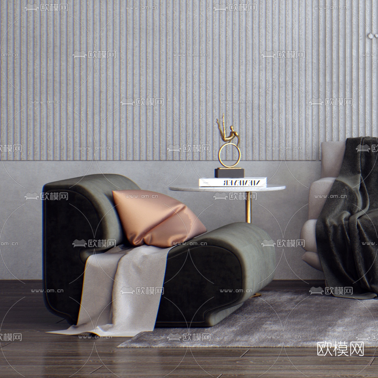 北欧沙发茶几组合3d模型