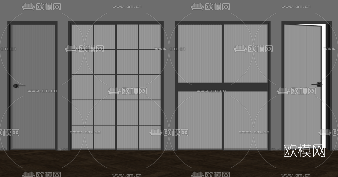 现代长虹玻璃门su模型下载（渲染图3）