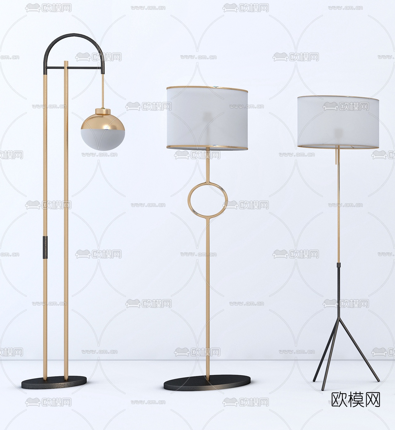 现代简易落地灯3d模型