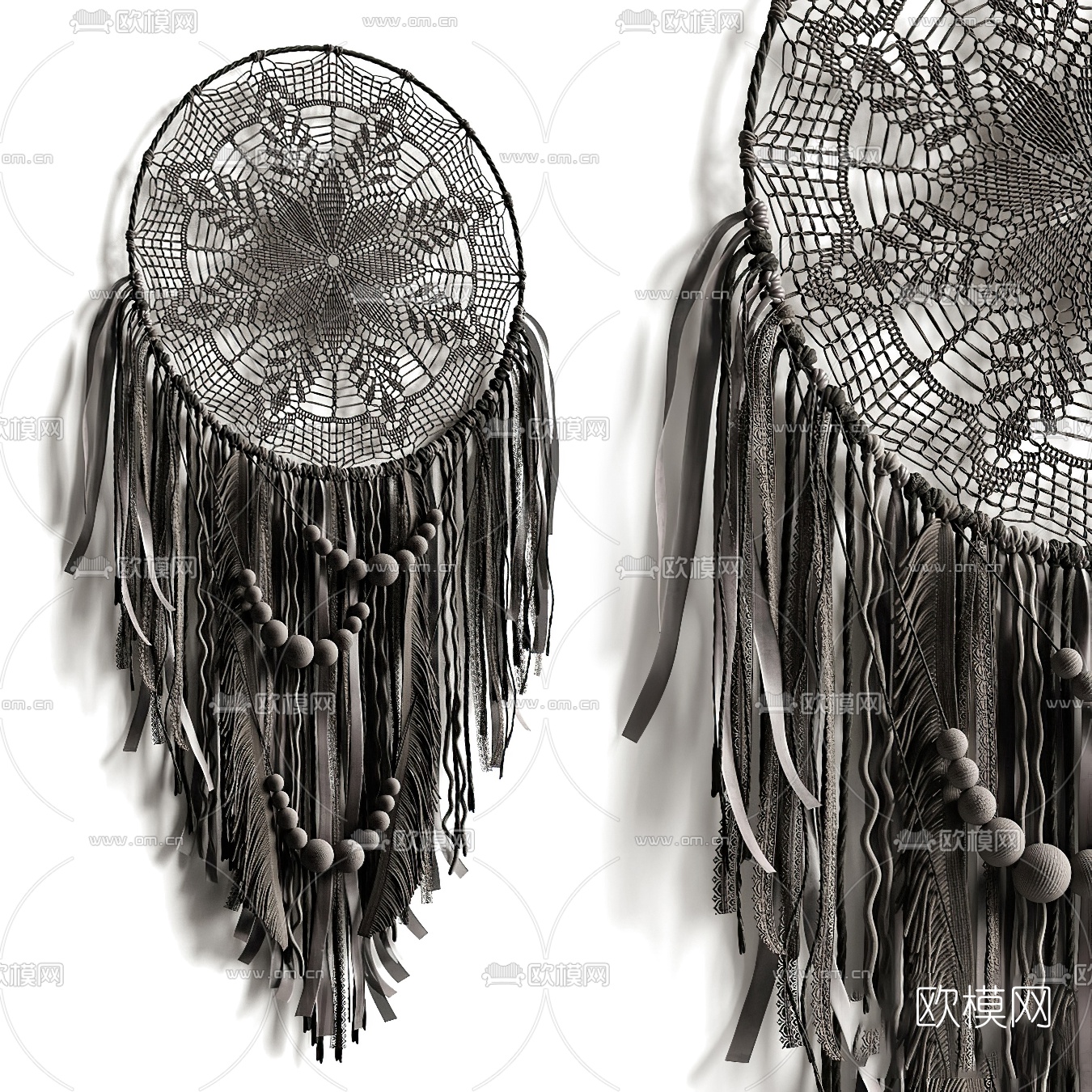 自然风绳编墙饰挂件3d模型下载（渲染图1）